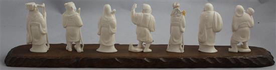 A set  of 7 Japanese ivory figures of the Gods of Happiness and an immortal